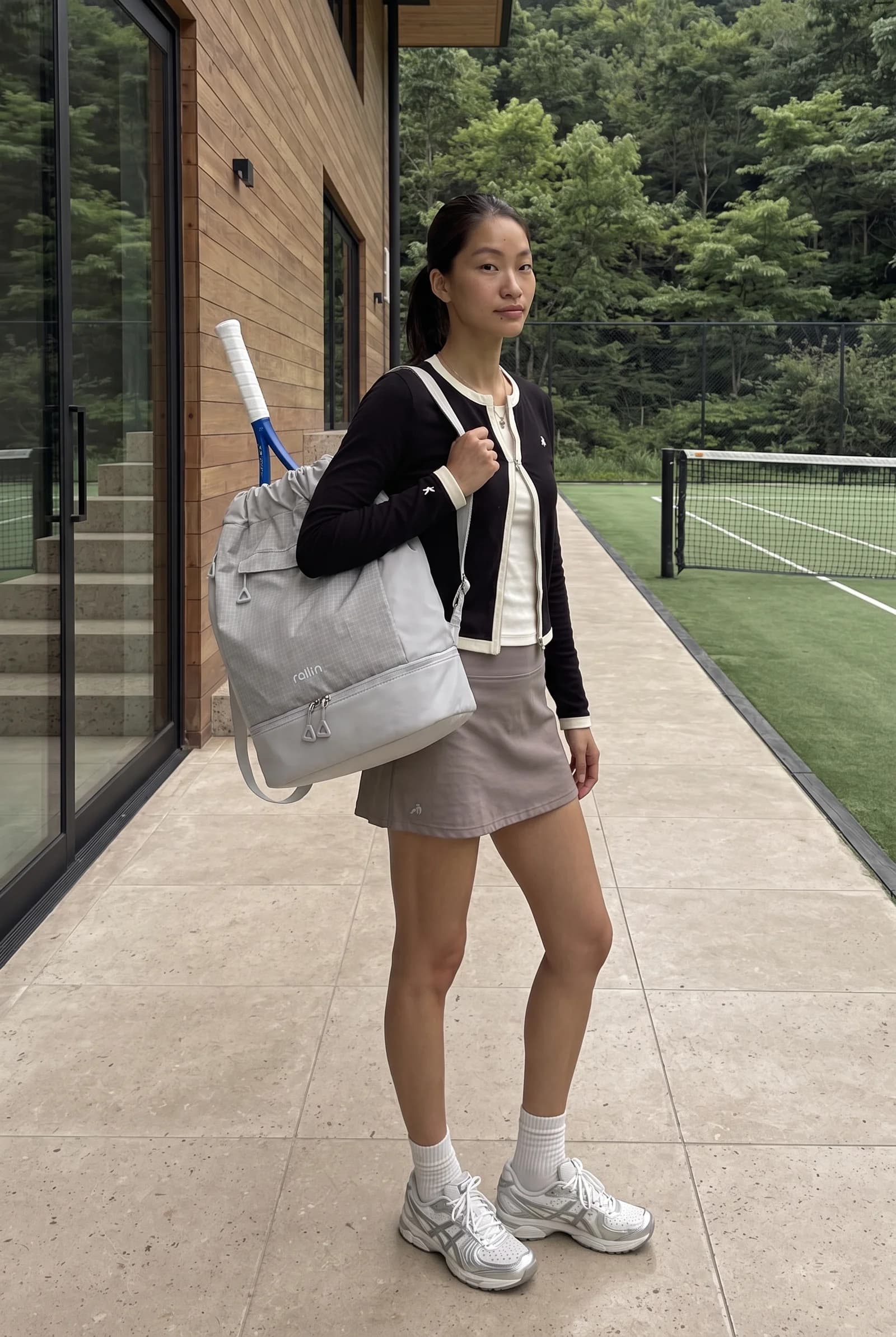 코트 백팩 그레이 착용 7